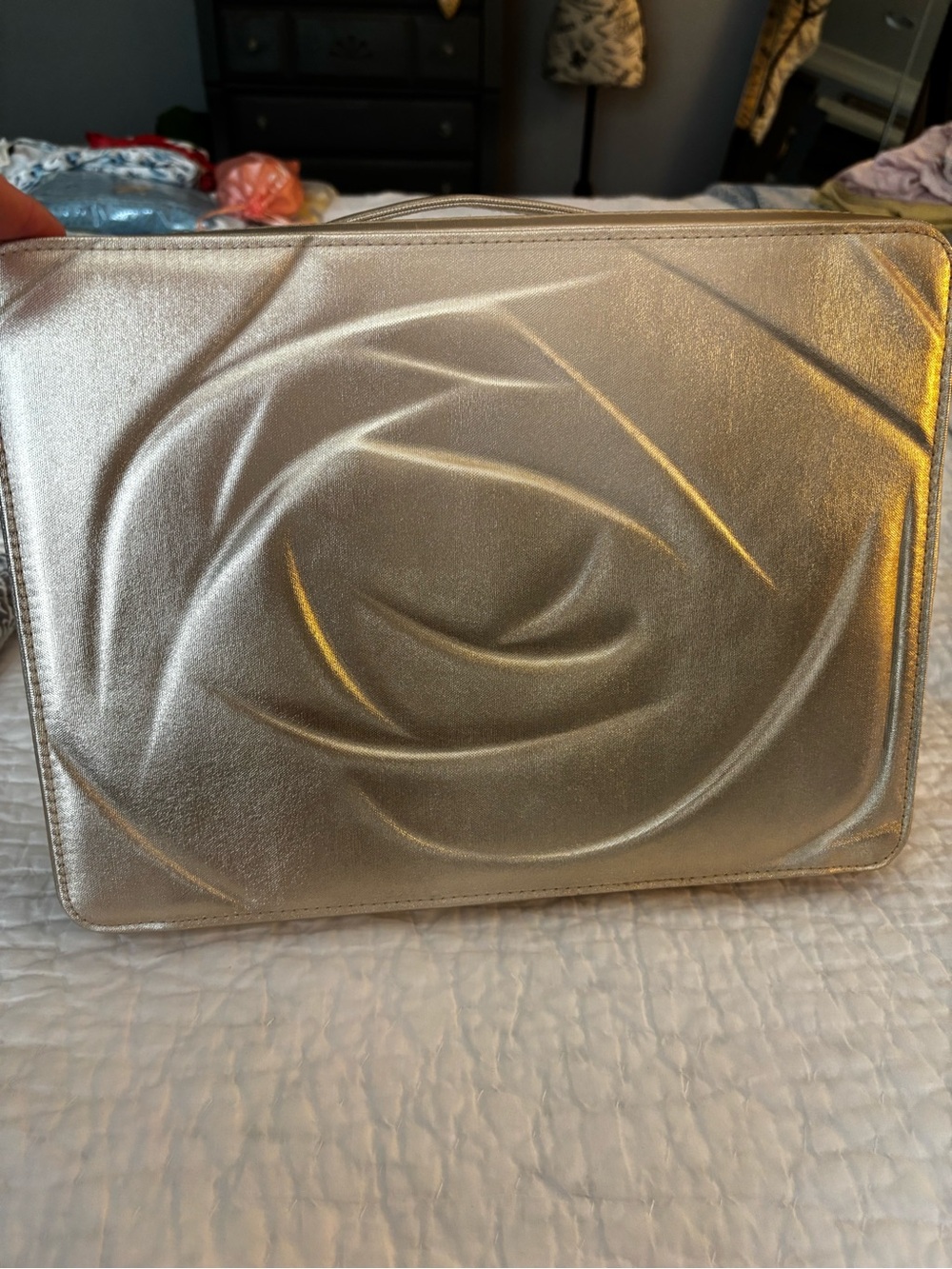 Lancome Metallic Rose Embossed Cosmetic Case